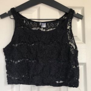 Black lace crop top